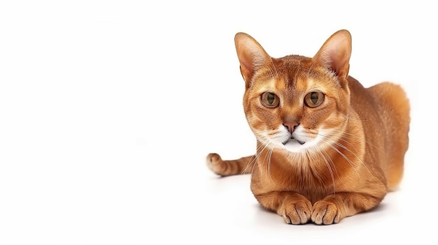 Abyssinian Cat with its pet son looking at camera