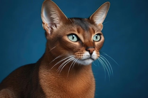 Abyssinian On Light Blue Background Generative AI