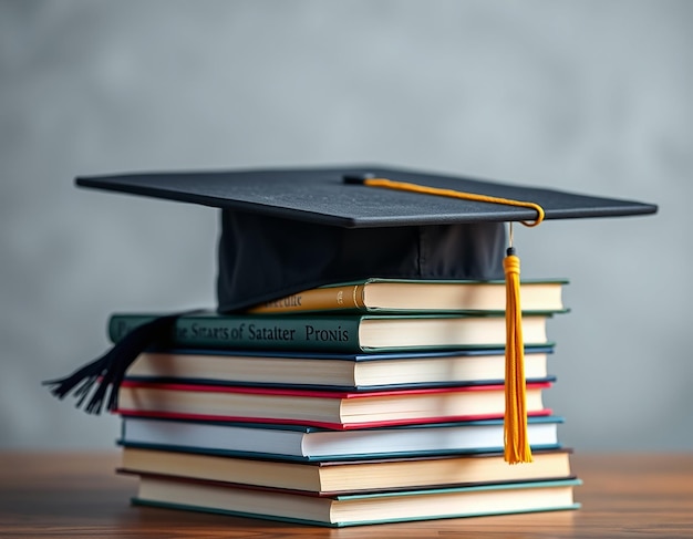 Photo academic triumph mortarboard and diploma certificate gardenseayellowblack background