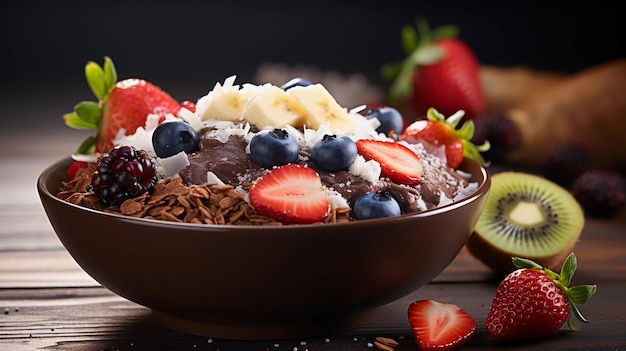 acai bowl topped with fresh fruits