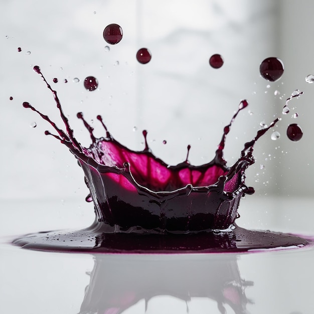 Acai juice splash acai in white background