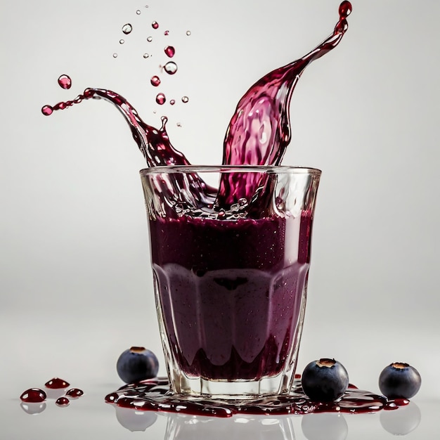 Photo acai juice splash acai in white background