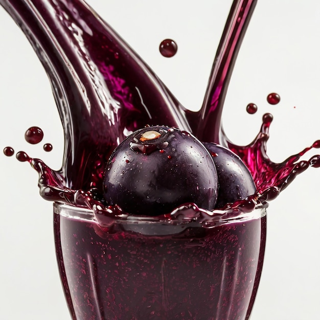 Photo acai juice splash acai in white background