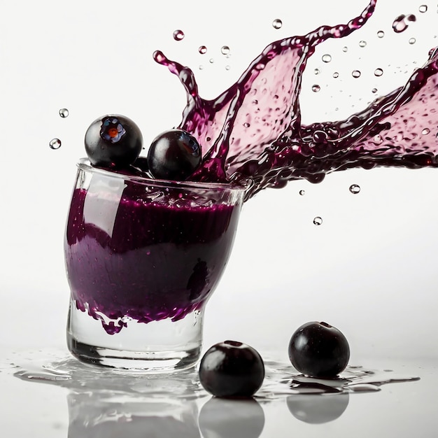 Acai juice splash acai in white background