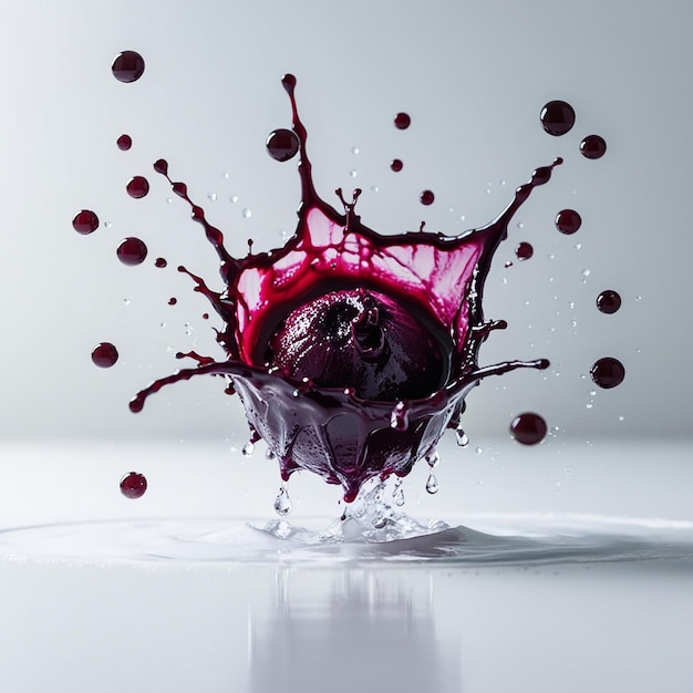 Photo acai juice splash acai in white background