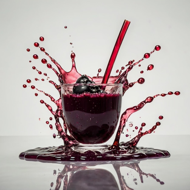 Photo acai juice splash acai in white background