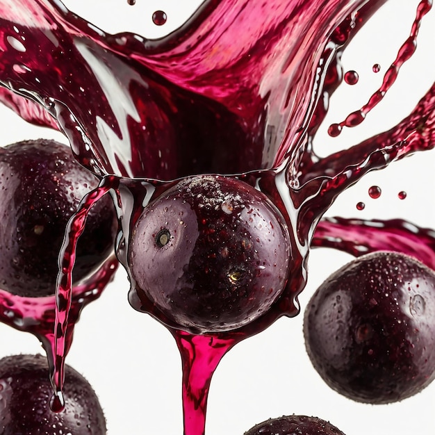 Photo acai juice splash acai in white background