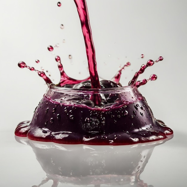 Photo acai juice splash acai in white background