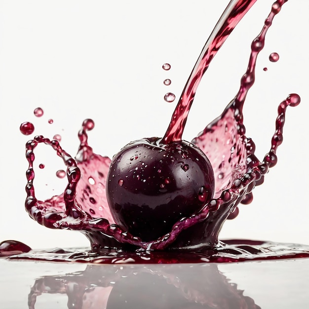 Acai juice splash acai in white background