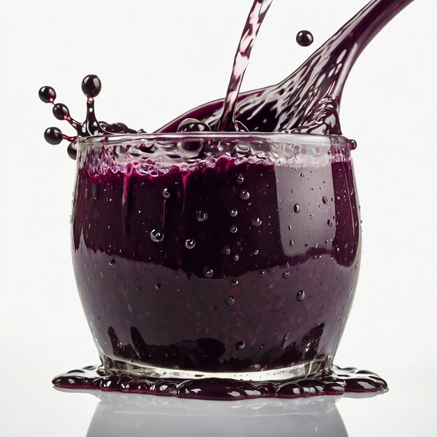 Photo acai juice splash acai in white background