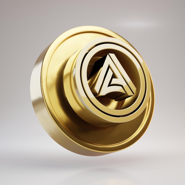 Acala cryptocurrency coin. Gold 3d rendered coin with Acala symbol isolated on white background.