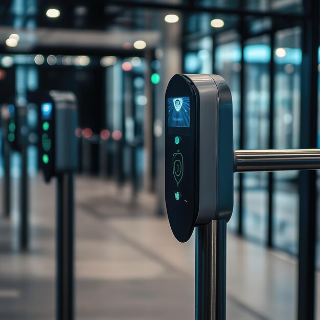 Photo access control restricted areas are secured with badges biometric systems and checkpoints