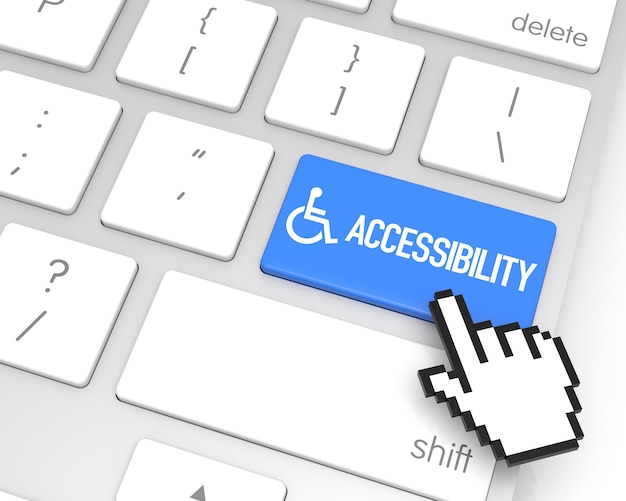 Photo accessibility enter key with hand cursor. 3d rendering