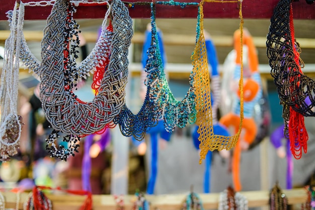 Accessories made with multicolored chaquira Mexican handicrafts made with colorful stones