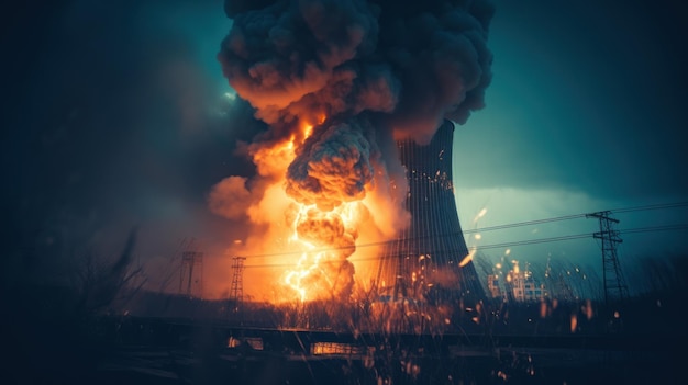 Accident with an explosion at a nuclear power plant