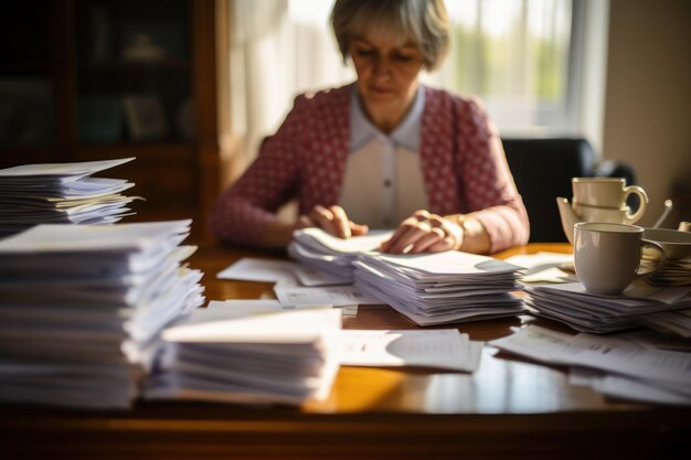 Photo an accountant organizes receipts for thorough auditing