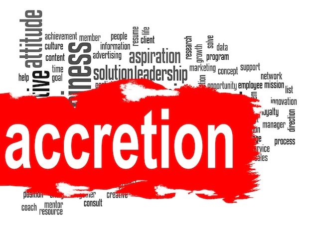 Accretion word cloud with red banner