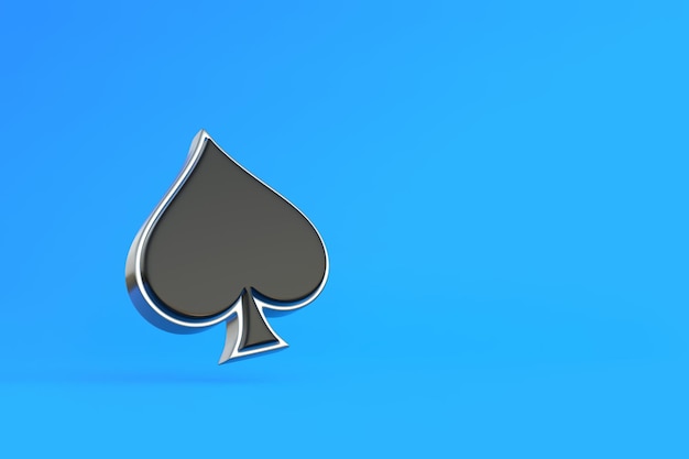 Aces playing cards symbol spades with black colors isolated on the blue background 3D render