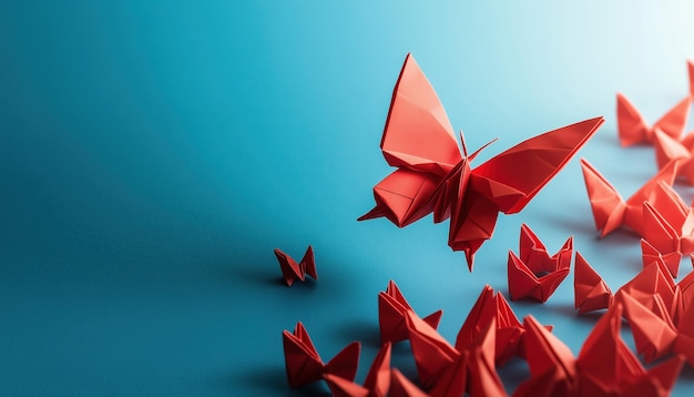 Photo achieve success through innovation and evolution leadership transformation and improvement in business using origami art for positive change