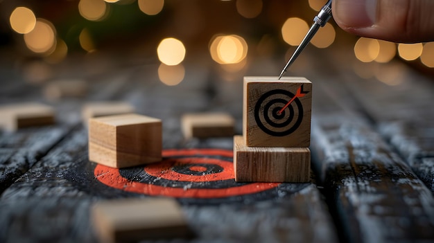 Photo achieving business goals with target board and arrow visuals