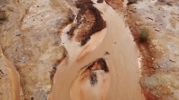 Acid mine drainage at site of abandoned Evloimeni copper mine Cyprus