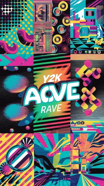 Acid Rave Graphics Cool Set Of Groovy Posters Collection Of Y2k Abstract Pattern Vector Design