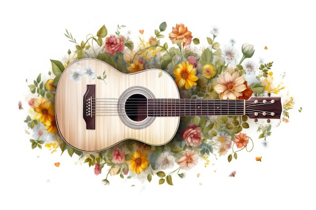 Acoustic guitar flowers Sound nature Generate Ai