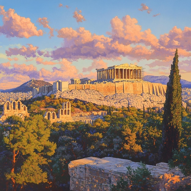 Photo acropolis in a splendid evening light