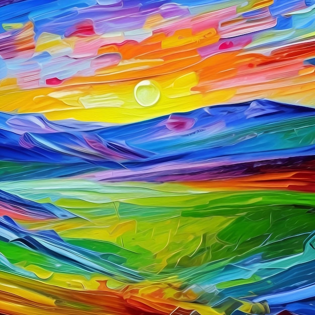 acrylic colorful landscape. beautiful background