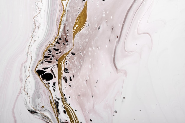 Acrylic Fluid Art Gray and beige waves with liquid golden curve Abstract marble stone background or texture fake kintsugi technique