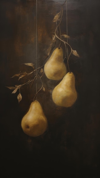 Acrylic paint of pears painting fruit plant