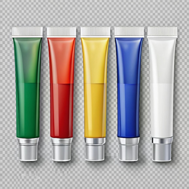 Photo acrylic paint tubes transparent background