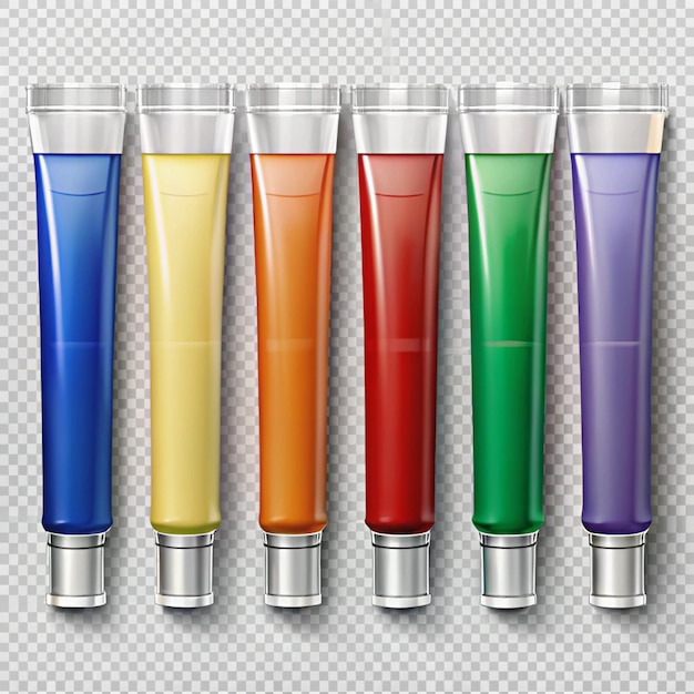 Photo acrylic paint tubes transparent background