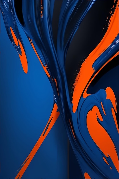 Acrylic paint wallpaper with blue orange and black