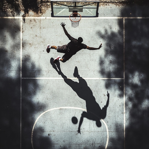 Photo action shot of a basketball game in motion