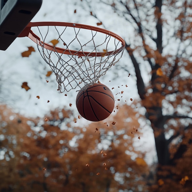 Action Shot of a Basketball Game in Motion