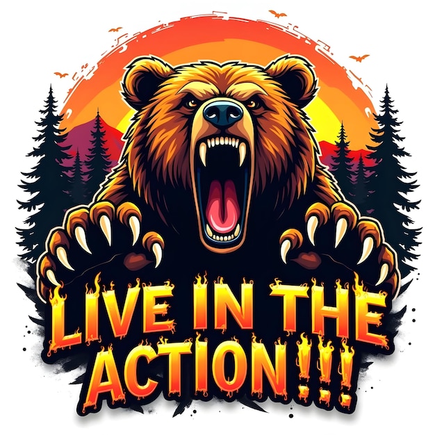 Photo actionpacked bear tshirt design bold and adventurous graphic design