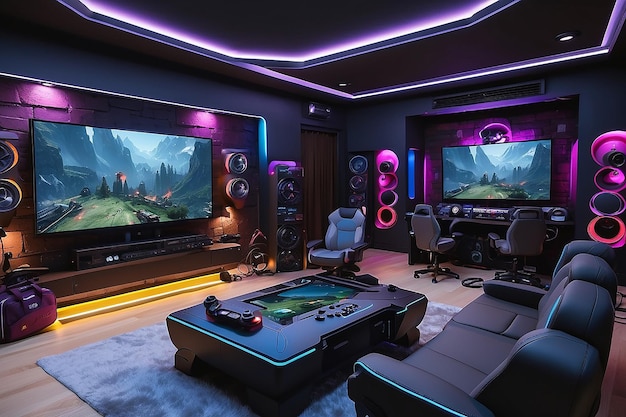 ActionPacked Gaming Room Mockup with Controllers and Headsets