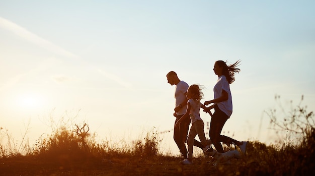 Active family spending time outside the city