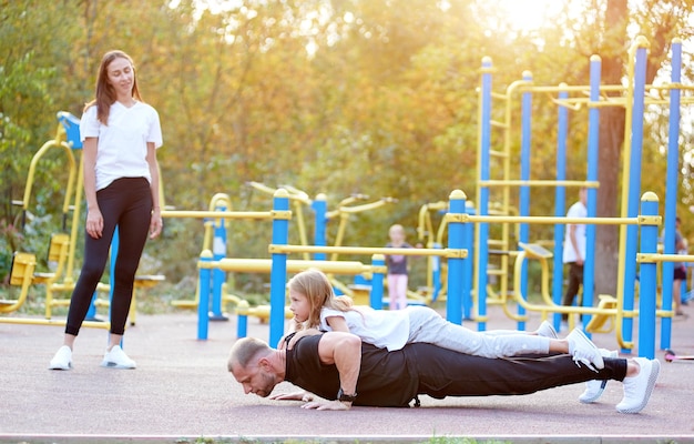 Active family time at the outdoor gym