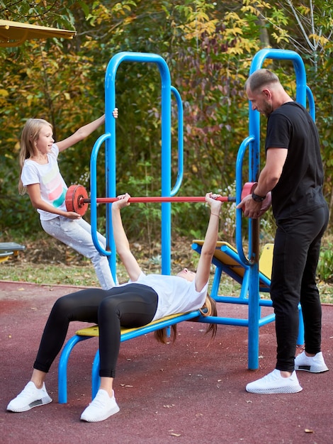 Active family time at the outdoor gym