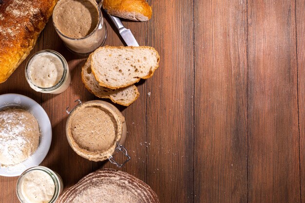 Active homemade sourdough in jars