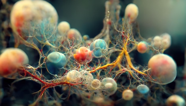 Active nerve cells 3D illustration