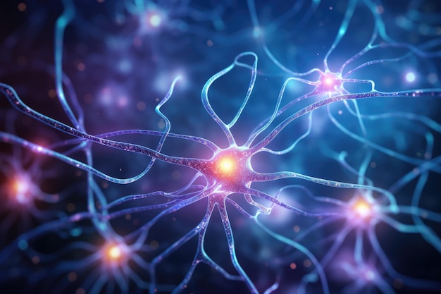 Active nerves cell connecting in human brain