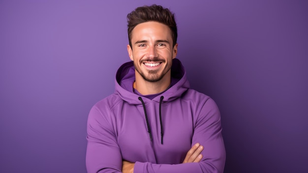 Active young male personal trainer in a bright sports outfit