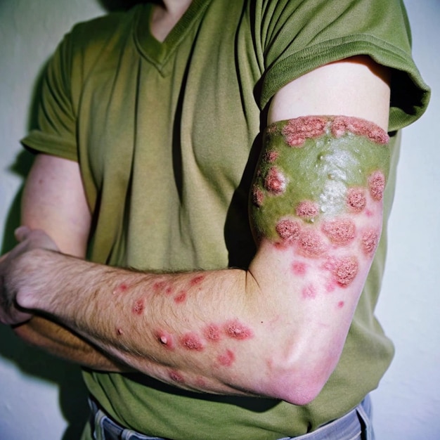 Photo acute psoriasis on the elbows isan autoimmune