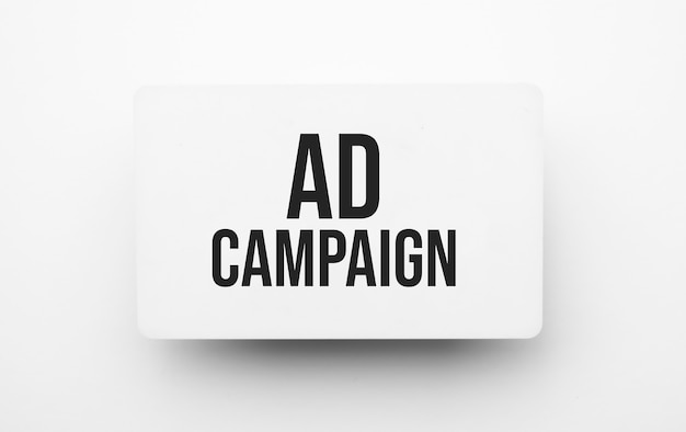 Ad campaign sign on notepad