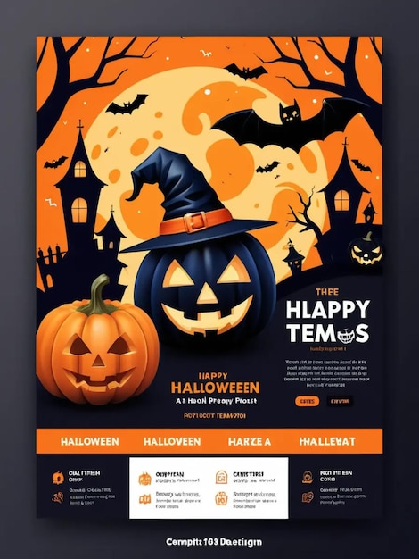 Photo an ad for happy halloween is displayed on a black background