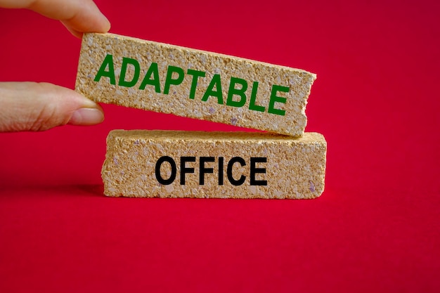 Photo adaptable office symbol concept words adaptable office on beautiful brick blocks