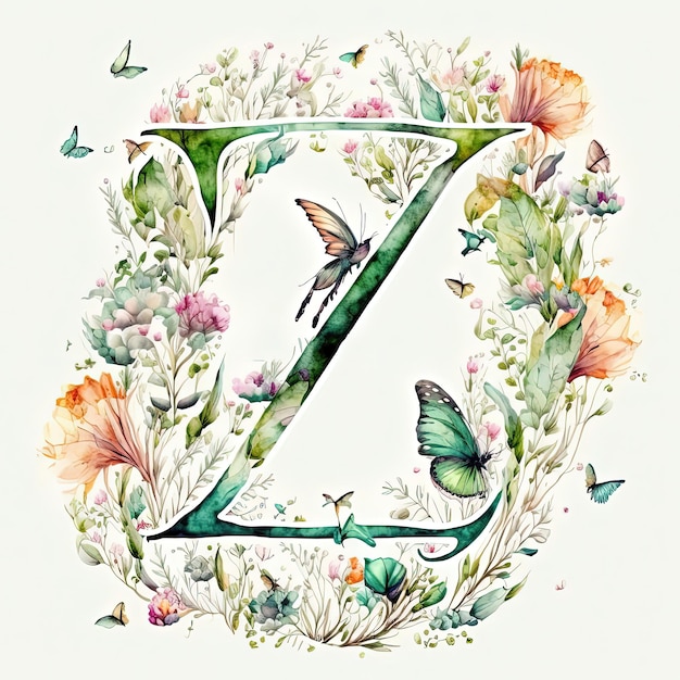 Add a touch of nature to your greeting cards with floral letters Z generative ai